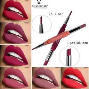 14 colores 2 en 1 lápiz labial mate resistente al agua de doble cabezal