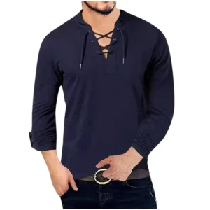 Camisas de hombre con capucha, cuello en V