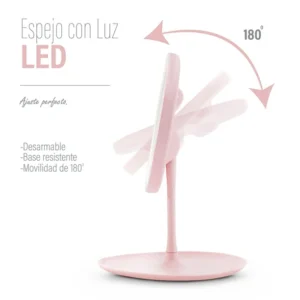 Espejo Para Maquillaje Luz Led Redondo 3 Niveles Recargable