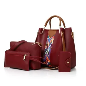 Set 4 Bolsos Cuero Sintetico Casual Moda Mujer Dama